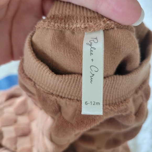 Rylee + Cru Checkered Brown Baby Bube Romper Sweatshirt - Picture 2 of 4